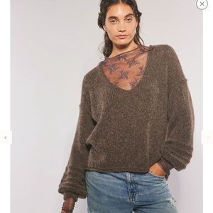Free People Marina SoftSpun Knit Sweater Dark Brown Size Small NWT